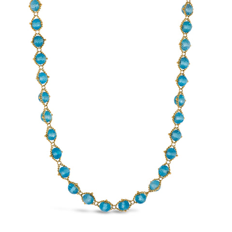 London Blue Topaz Woven Necklace in 18k Gold