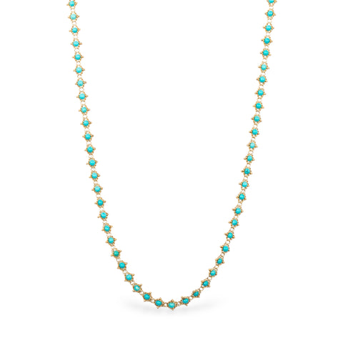 18k yellow gold and turquoise bead chain necklace.
