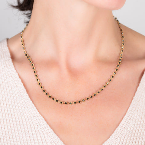 Black Diamond Woven Necklace in 18k Gold