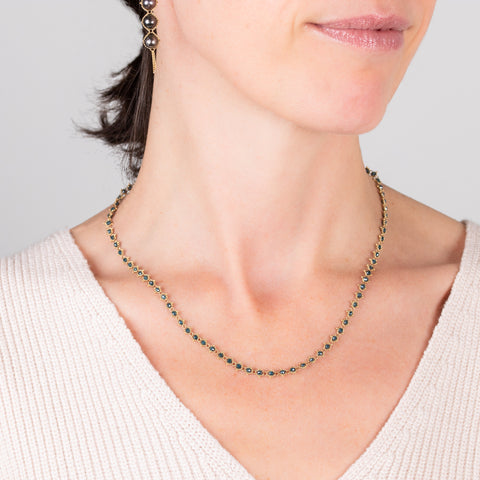 Black Diamond Woven Necklace in 18k Gold