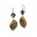 A pair of 18k yellow gold drop earrings featuring Yowah nut opals punctuated at the top by moonstones.