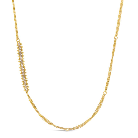 Silver Diamond Asymmetrical Row Necklace in 18k Gold