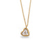 Heart-shaped Diamond pendant suspended from an 18K yellow gold chain. Set in a handmade gold bezel. Handmade in New York.
