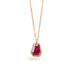 Geometric Ruby pendant on an 18K yellow gold chain. Set in a handmade gold bezel with braided detail. Handmade in New York.