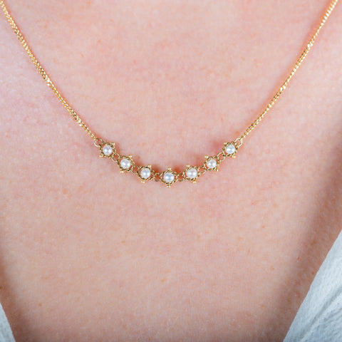 Pearl Textile Row Necklace in 18k Gold