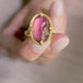 Video of an 18k yellow gold and pink tourmaline ring.