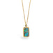 A rectangular Boulder Opal pendant is set in 18k yellow gold bezel, suspended from an 18K yellow gold chain. Opal displays mesmerizing neon greens and blues, set in a unique one-of-a-kind design with braided detail.