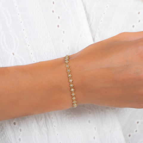 Silver Diamond Textile Bracelet in 18k Gold