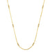 This 18k yellow gold chain necklace features rows of silver diamond stations woven throughout the necklace. The piece is finished with a lobster clasp closure.