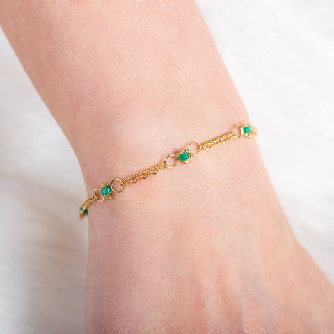 Emerald Whisper Chain Bracelet in 18k Gold