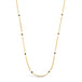 This delicate 18k yellow gold chain necklace is dotted with black diamond beads throughout. The necklace is finished with a lobster clasp closure.