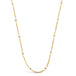 This delicate 18k yellow gold chain necklace is dotted with silver diamond beads throughout. The necklace is finished with a lobster clasp closure.