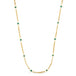 This delicate 18k yellow gold chain necklace is dotted with turquoise beads throughout. The necklace is finished with a lobster clasp closure.