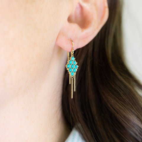 Woven Lattice Earrings in Turquoise