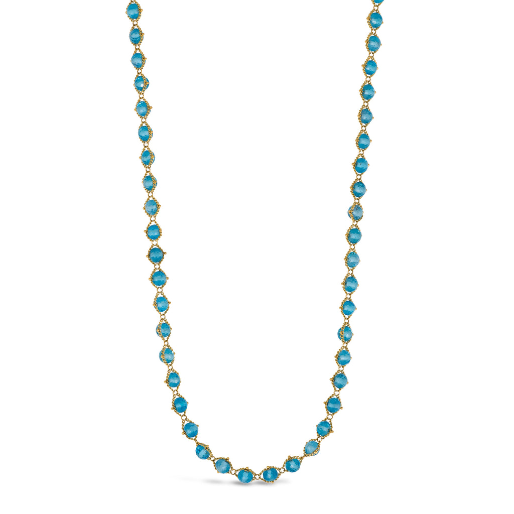 Stone beads necklace,blue topaz necklace,bead necklace,paper clip chain retailer necklace,vermail necklace