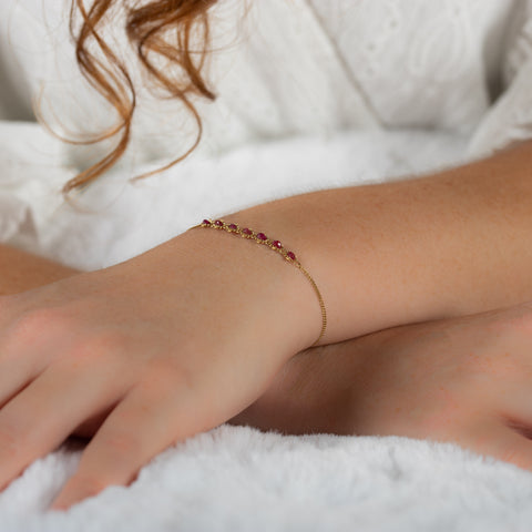 Ruby Row Bracelet in 18k Gold