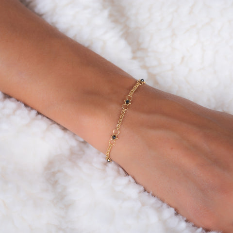 Black Diamond Whisper Chain Bracelet in 18k Gold