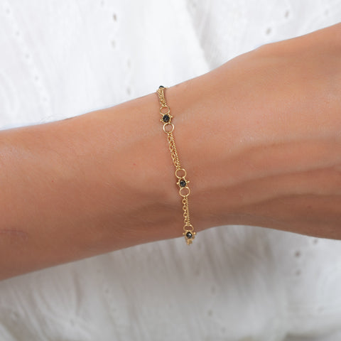 Black Diamond Whisper Chain Bracelet in 18k Gold