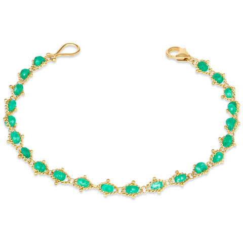 Emerald Textile Bracelet in 18k Gold