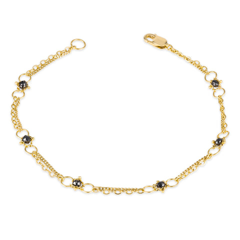 Black Diamond Whisper Chain Bracelet in 18k Gold