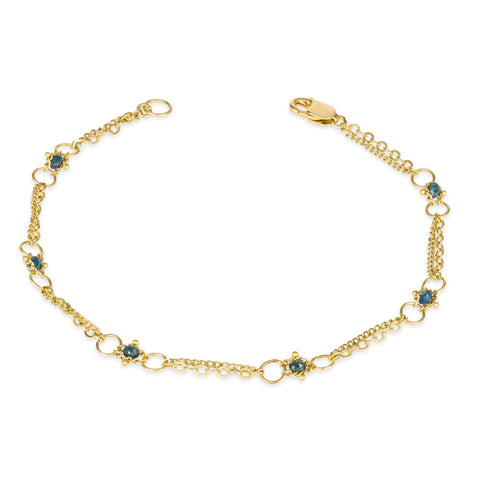 Blue Diamond Whisper Chain Bracelet in 18k Gold