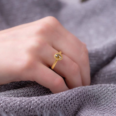 Amali-Champagne Oval Diamond Ring