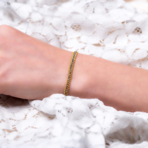 Amali-Textile Row Bracelet in Grey Diamond