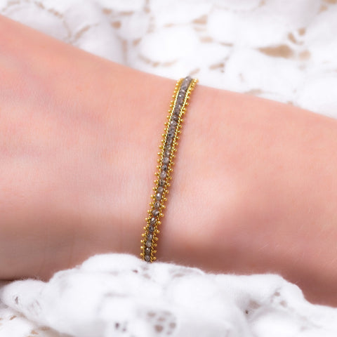 Amali-Textile Row Bracelet in Grey Diamond