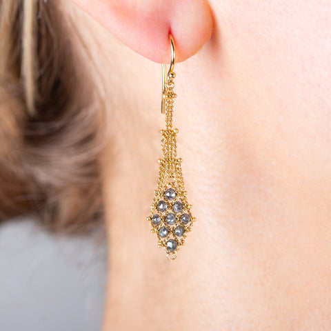 Suspended Lattice Earrings in Grey Diamond