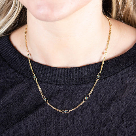 Blue Diamond Whisper Chain Necklace in 18k Gold