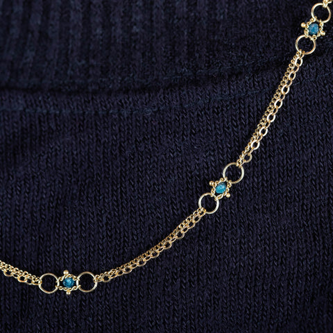Blue Diamond Whisper Chain Necklace in 18k Gold