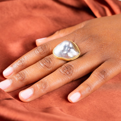 Abstract Mabe Pearl Ring