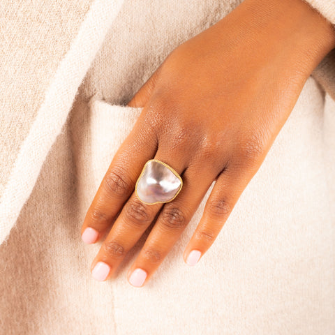 Abstract Mabe Pearl Ring