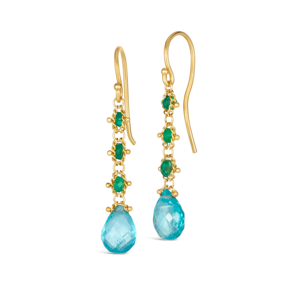 Apatite and Emerald Drop Earrings – Amáli Jewelry