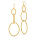 This pair of earrings features three graduated interlocking circles  crafted from a woven chain to create a stardust like effect. The earrings hang from French hook closures. 