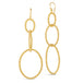This pair of earrings features three graduated interlocking circles crafted from a woven chain to create a stardust like effect. The earrings hang from French hook closures.