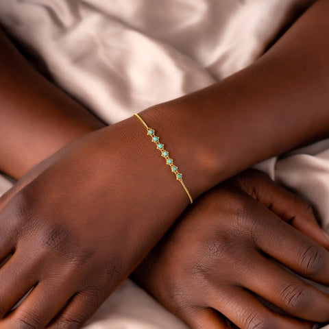 Turquoise Row Bracelet in 18k Gold