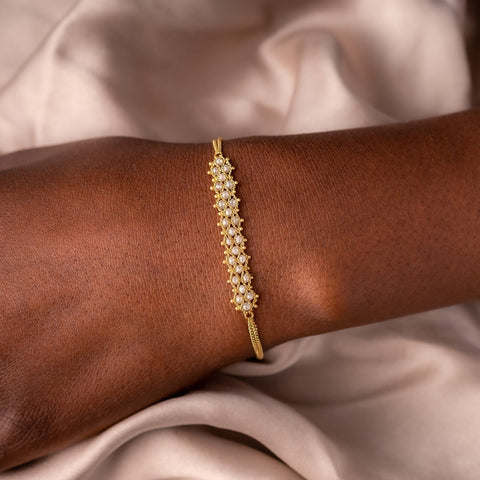 Silver Diamond Woven Bracelet in 18k Gold
