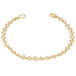 This 18k yellow gold bracelet features white pearl beads woven throughout a delicate chain. The bracelet features a lobster clasp closure.