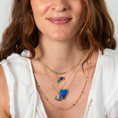 Layered gemstone necklace look