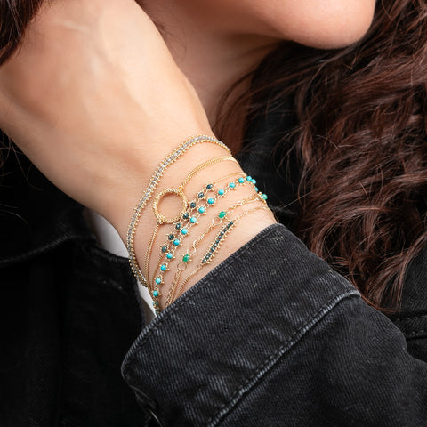 Double Chain Stardust Bracelet in 18k Gold
