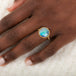 18k Gold Boulder Opal ring on model