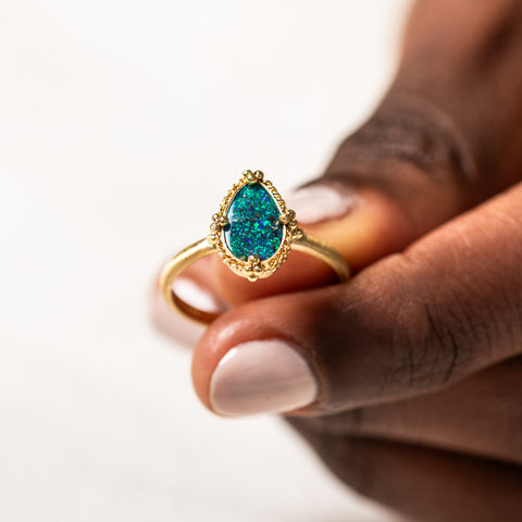 18k Gold Boulder Opal ring