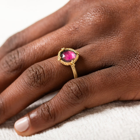 18k Gold Watermelon Tourmaline ring