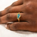 18k Gold Boulder Opal ring on model