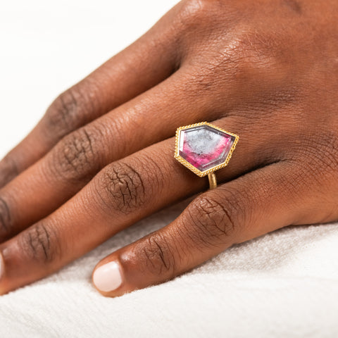 18k Gold Watermelon Tourmaline ring