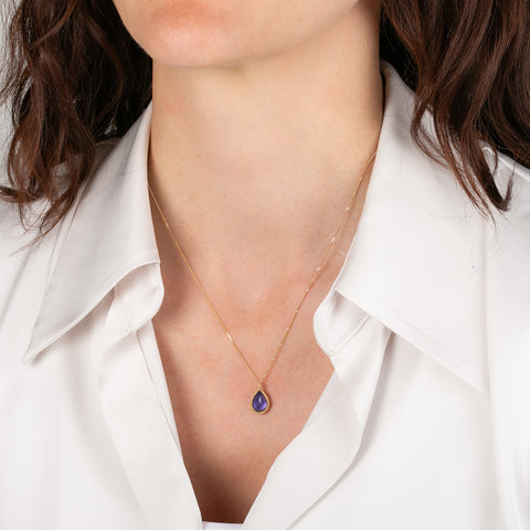 Petite Tanzanite Violet Teardrop Necklace