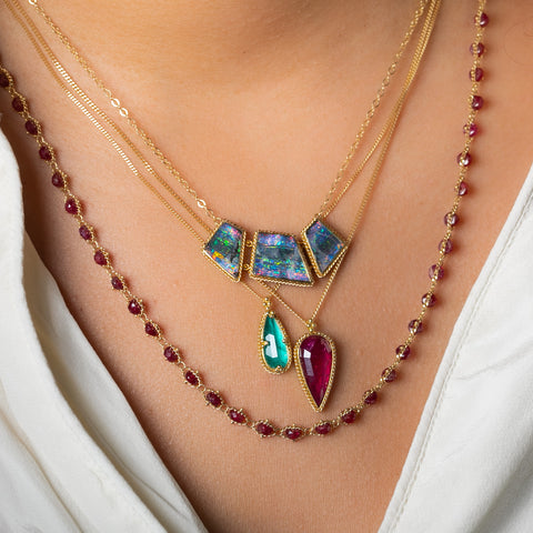 Ruby Woven Necklace in 18k Gold