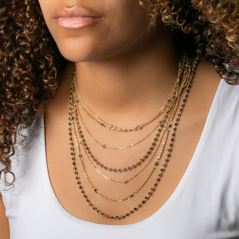 Woven Black Diamond Necklace in 18k Gold