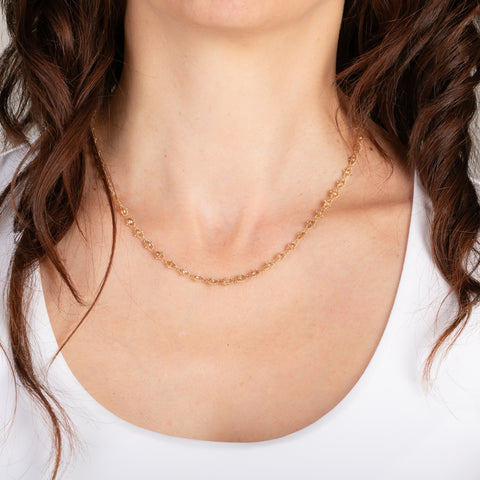 Woven Brown Zircon Necklace in 18k Gold